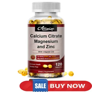 Calcium Magnesium Zinc with Vitamin D3 Strong For Bone Health Muscle Improvement - Picture 1 of 9