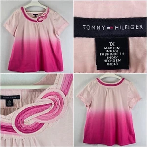 Tommy Hilfiger Womens Ombre Top Plus Sz 1X Pink Cotton Summer Boho Infinity Knot - Picture 1 of 16