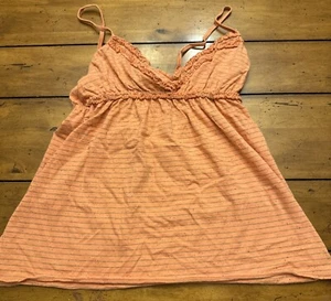 Vintage Y2K Women's Orange Stripe Feminine Babydoll Tank Top Large BKE - Picture 1 of 14