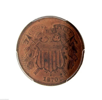 Rare 1870 P 2 Two Cent Piece 2C PCGS UNC Uncirculated Details Certified Coin - Image 1 of 4