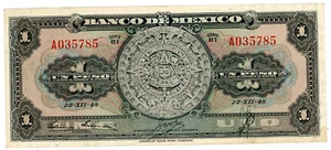 Mexico … P-46a … 1 Peso … 22-12-1948 … Choice *XF*... Serie "BI" - Picture 1 of 2