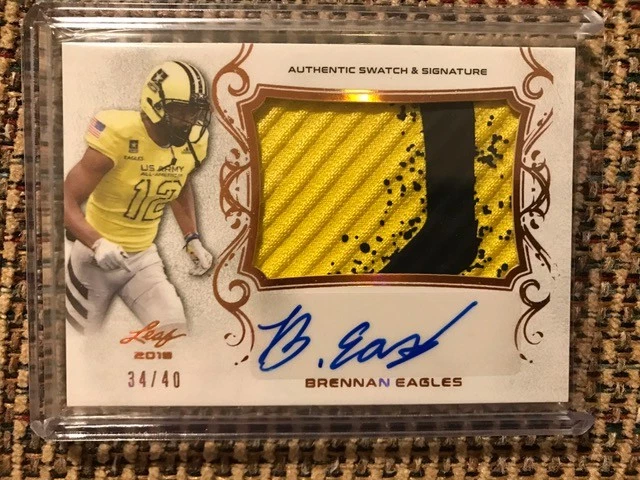 BRENNAN EAGLES Texas 2018 Leaf Army All-American Football PATCH Auto 34/40 - Image 1 of 1