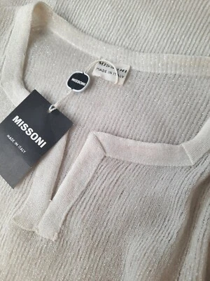 Missoni RARE Collector's Item vintage 60s women white lurex midi elegant dress - Immagine 1 di 4