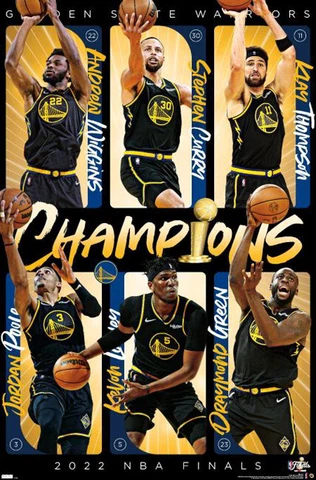 Golden State Warriors 2022 NBA CHAMPIONS 6-Player Action 22x34 Wall POSTER Cover