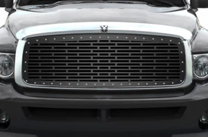 Kit personalizado de rejilla de acero del mercado de repuestos para ladrillos Dodge Ram 2002-05 negro acero inoxidable - Imagen 1 de 3