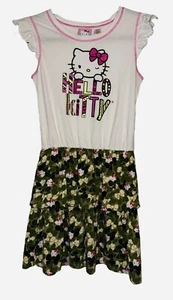 Hello Kitty Sanrio Girls Green Camouflage Ruffle Dress Size Large 10-12 - Picture 1 of 6