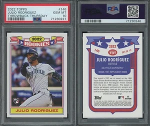 2022 Topps Throwback Thursday #146 Julio Rodriguez PSA 10 GEM MINT RC Rookie - Imagen 1 de 1