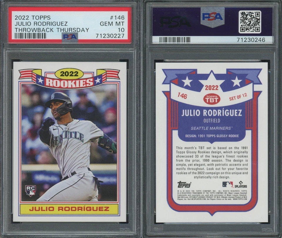 2022 Topps Throwback Thursday #146 Julio Rodriguez PSA 10 GEM MINT RC Rookie - Image 1 of 1
