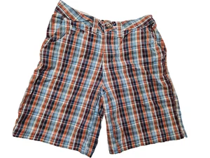 PLACE Blue Orange Black Plaid Lightweight Shorts size 5 - Picture 1 of 5