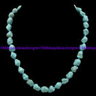 Natural 10x14mm Blue Turquoise Irregular Nugget Gemstone Beads Necklace 16-28 in