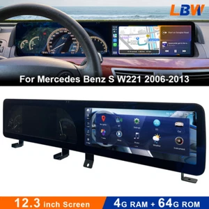 GPS de coche Android de 12,3"" para Mercedes Benz S W221 2006-2013 Radio Carplay 4 GB+64 GB - Imagen 1 de 11
