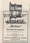 BRAUNSCHWEIG, Werbung 1926, Voigtlnder & Sohn AG Optische Werke Heliar