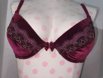 Sujetador bordado vintage de terciopelo vino Victoria's Secret ANGEL L.E.  34C nuevo sin etiquetas  Foto 1 de 4