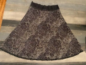 Vintage Cabi Skirt M Medium Black Lace A Line Nude Floral Cocktail Whimsigoth - Foto 1 di 2