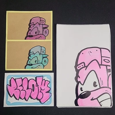 BELOWKEY NYC, STREET ART, HAND DRAWN STICKERS, QUEENS NY, GRAFFITI ARTIST TAG - Image 1 of 4