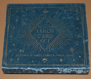 Deluxe 78 Tarot Card Set Steel Blue Velvet Box - Picture 1 of 8