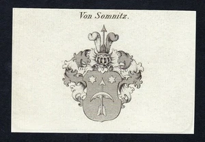ca. 1820 Somnitz Wappen Adel coat of arms Kupferstich antique print heraldry - Bild 1 von 1