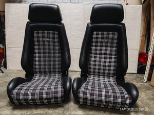 PAIR OF Use RECARO LX B Flat Headrest Retro Tartan Plaid Checkered JDM RACING - Picture 1 of 15