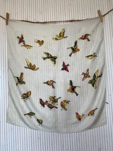 Foulard Carré Vintage Oiseaux Rhodia France Cadeau pour Femme FO759 - Imagen 1 de 15