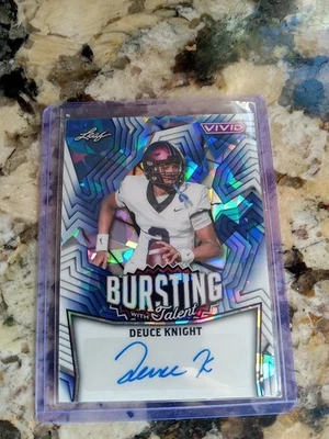 2025 Leaf Vivid Deuce Knight Bursting With Talent Auto Crystal Blue #6/6 Auburn - Image 1 of 2