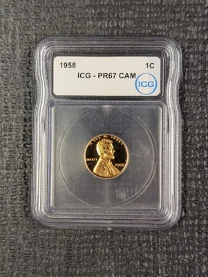 1958 PR 67 CAM (CAMEO) Lincoln Wheat Cent ICG - Great Contrast Last Year Wheatie - Image 1 of 4