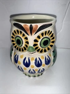 Figur Eule Kaffeebecher handbemalt GTO Mexiko Volkskunst Gonzalez Anthropologie - Bild 1 von 17