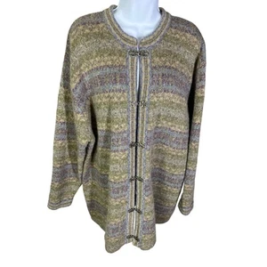 Nordic Design Damen-Strickjacke gestreift Haken & Ösen Pullover Größe 2X - Bild 1 von 10