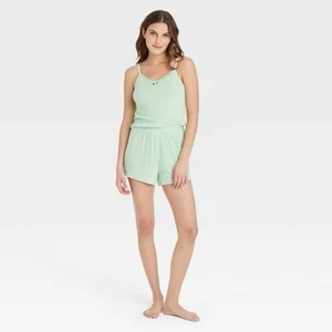 Women's Lace Trim Pajama Set - Colsie ™ Green XL - Picture 1 of 1