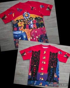 Vintage 90s Carlos Santana Sacred Fire AOP Graphic T-Shirt Size OS/XL Multicolor - Picture 1 of 6