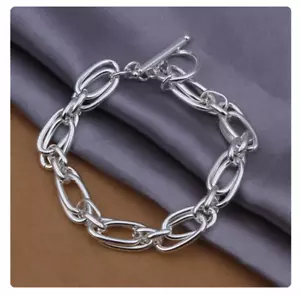 Beautiful chain link 925 Sterling Silver Bracelets Chain Fashion Gift Birthday - Picture 1 of 2