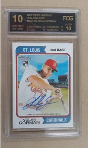 FCG 10 Nolan Gorman 2023 Topps Heritage #ROA-NG Topps Certified Autograph  - Picture 1 of 5