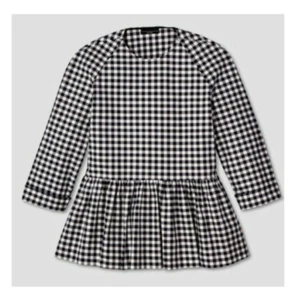 Victoria Beckham for Target Gingham Peplum Navy White Blouse Top Size S - Picture 1 of 10