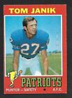 1971 Topps NFL Football #82 Tom Janik, New England Patriots, EXMT Crease Free