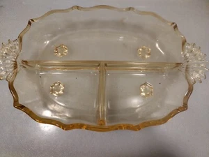Vintage Fostoria Barock Relish Schale in Topas - 12" geteilt - Bild 1 von 7