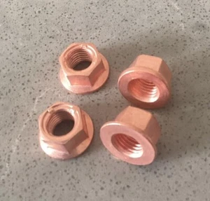 M10 X 1.25mm Copper Flashed Exhaust Manifold Flanged Whizz Nuts - 10mm Fine - Picture 1 of 6