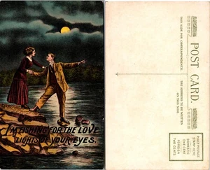 Romantisches Paar Mondschein Szene Angeln für Ihre Liebe Postkarte - Bild 1 von 1