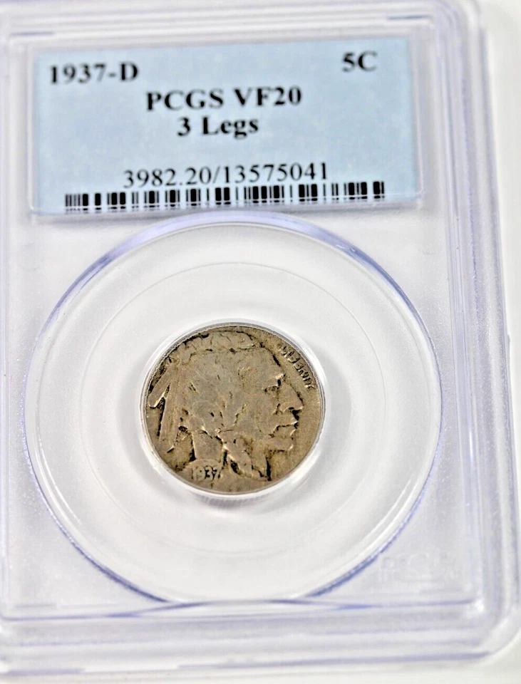 1937-D 3 Legged Buffalo Nickel :  PCGS VF20 - Image 1 of 4