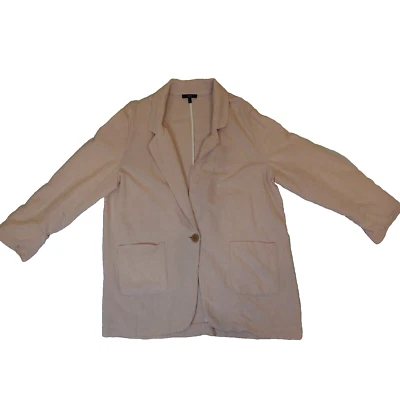 Chaqueta Blazer Drew Mujer Grande Rosa Malva Mezcla de Lino Bolsillos Carrera Minorista $288 Foto 1 de 4