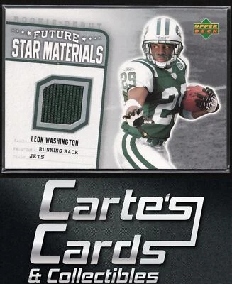 Leon Washington 2006 Upper Deck Rookie Debut FSM-LW Future Star Materials Silver - Image 1 of 2