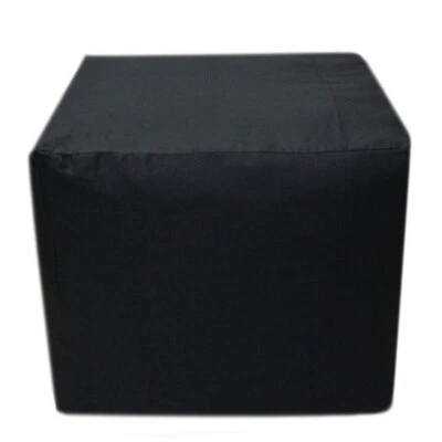 Square Ottoman Pouf Cover Plain Black Solid Handmade Footstool Covers All Size - Image 1 of 4