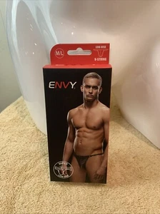 ENVY M/L Gray Shimmer Super Lowrise V-String Mens Thong - Picture 1 of 8