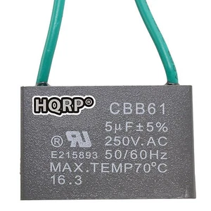 Capacitor CBB61 5uf 2-Wire Rated Voltage: 250VAC for Harbor Breeze Ceiling Fan - Picture 1 of 9