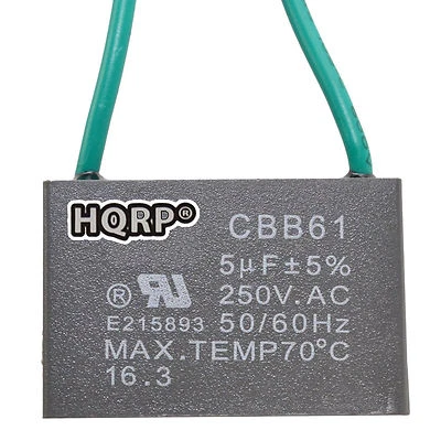 HQRP Capacitor CBB61 5uf 2-Wire Rated Voltage: 250VAC for Harbor Breeze Ceiling Fan