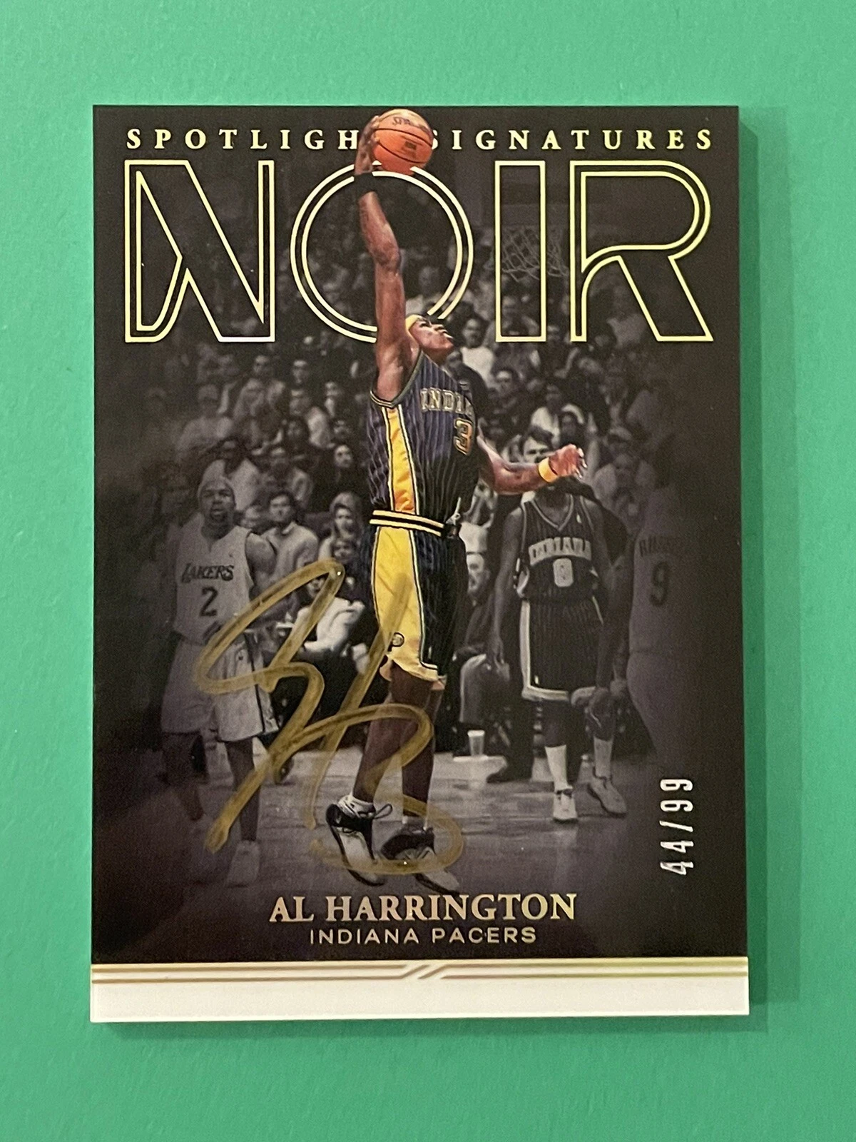 2020-21 Panini Noir Al Harrington Spotlight Signatures /99 Gold Ink Pacers