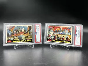 1962 Mars Attacks #53 Martian City in Ruins & 49 The Earthmen Charge PSA 3 & 4 - Picture 1 of 6