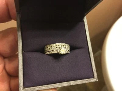 SCOTT KAY 14K 金色女式钻石婚戒套装 5 码 IGI CERT Appraisal — 第 1/4 张图片