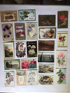 Large Lot of 23 Antique  Postcards Floral Designs And  Others - 1910-1912 - Picture 1 of 6