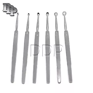 6 instrumentos médicos quirúrgicos otorrinolaringológicos Fox Dermal Curettes 1,2, 3, 4,5,6 mm"s, - Imagen 1 de 3