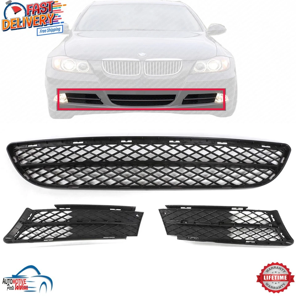 NEW FRONT BUMPER LOWER GRILLE AND BUMPER INSERT SET 3 FOR 2006-2008 BMW 3-SERIES Foto 1 de 4