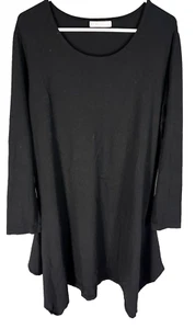 Bryn Walker Lagenlook Black Bamboo Blend Asymmetric Hem Shift Dress Size XL - Picture 1 of 7